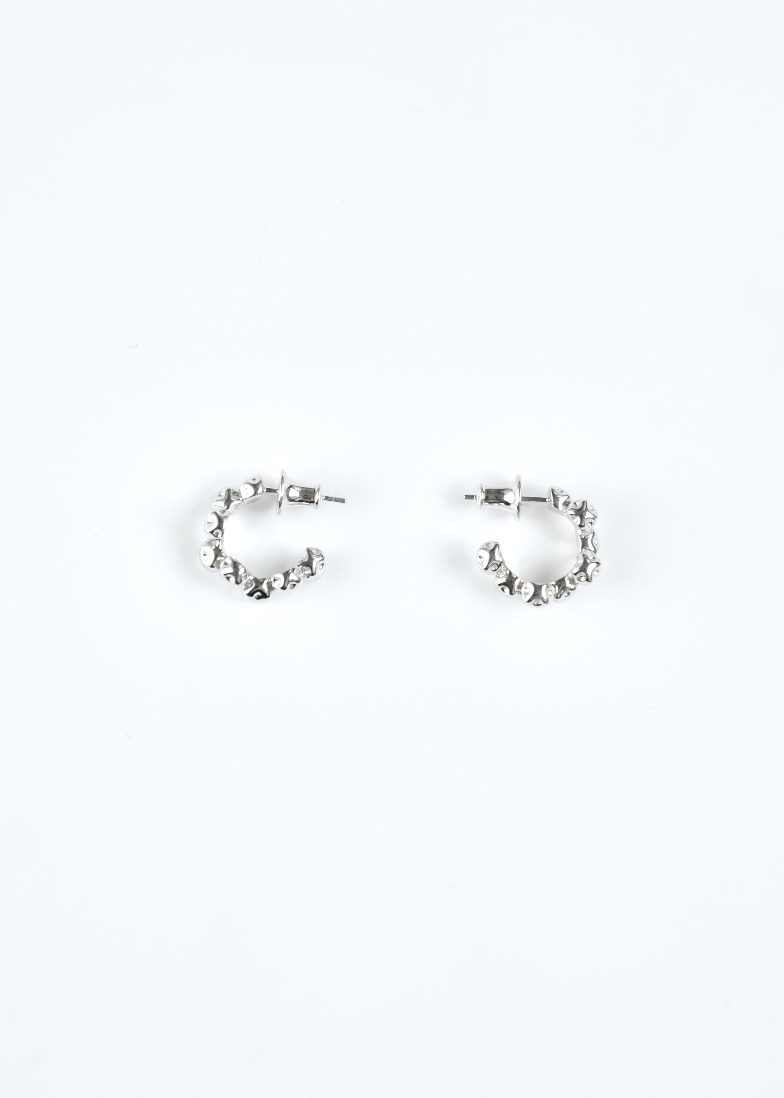 Single Row Box Hoop Earring - Mini Huggies