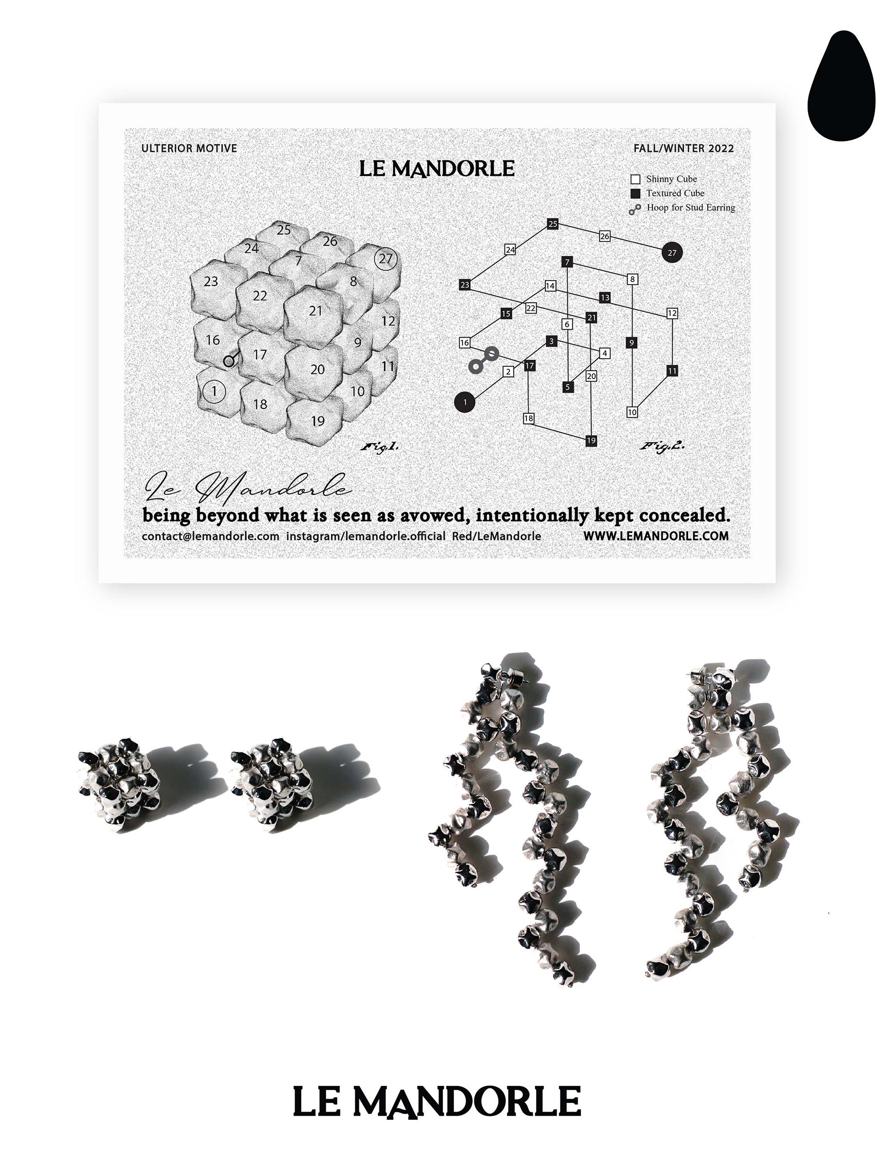 Box Waterfall Stackable Puzzle Earring Three-way