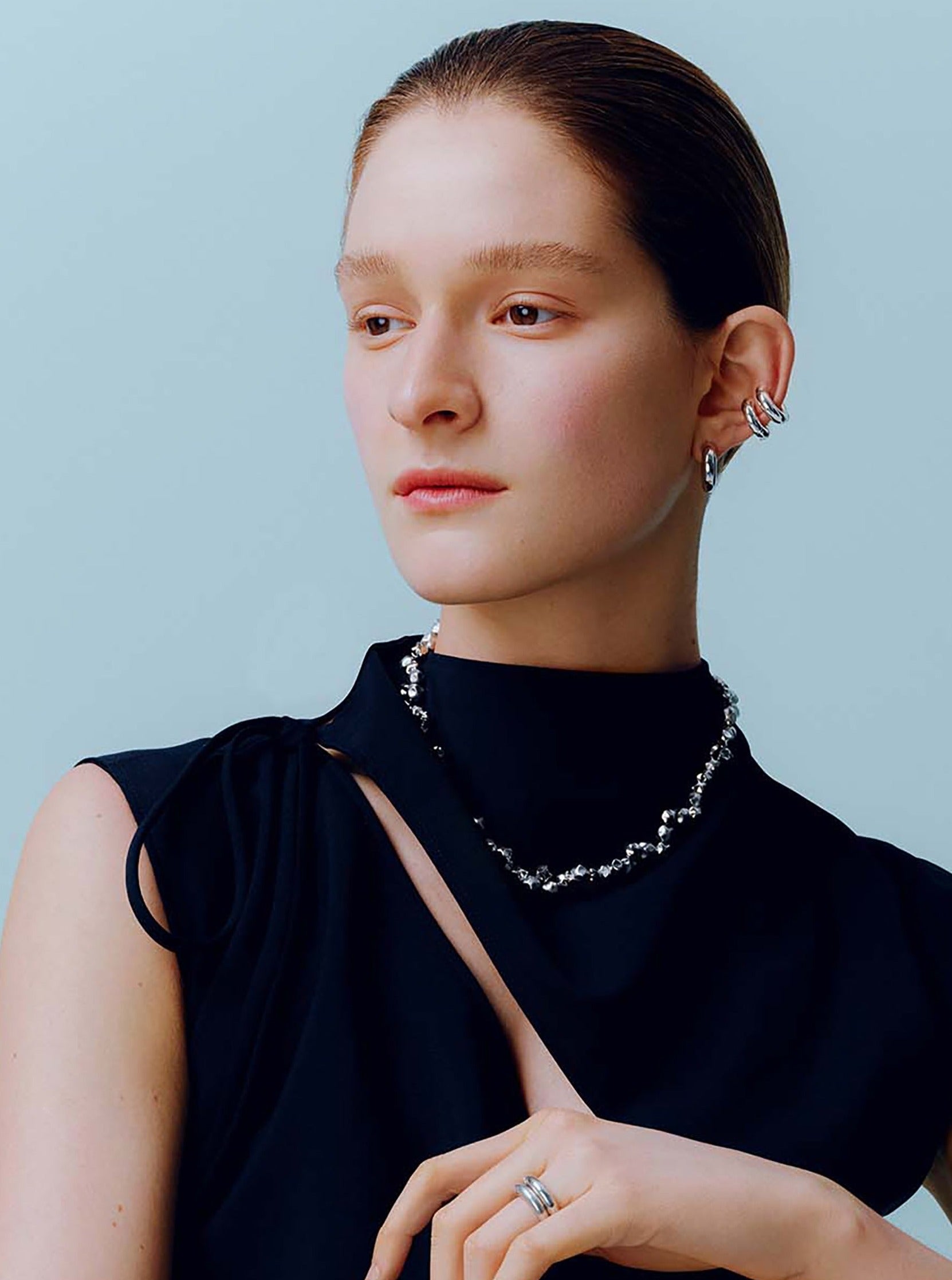 Asymmetric Hoop Earring Three-way - LE MANDORLE